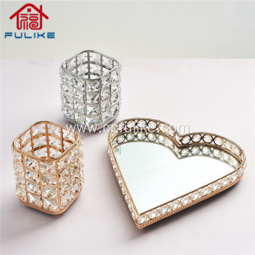 Golden Crystal Bling Cosmetic Holder Storage Box